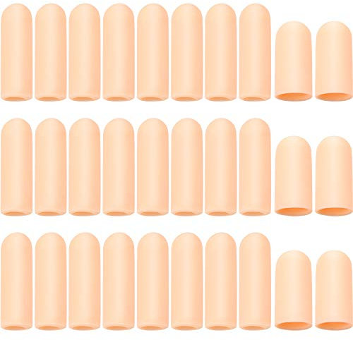 Frienda 30 Pieces Silicone Finger Protector Gel Finger Cover Cap Finger Sleeves Finger Support for Finger Cracking, Finger Trigger (Aapricot)