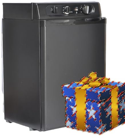 Smad 3 Way Caravan Fridge, Gas Camping Fridge for Campervan, Motorhome, RV, Camper,240V/12V/LPG, 61L, 0dB Quiet, Black