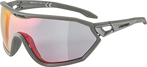 ALPINA S-WAY QV - Kontrastverstärkende, Selbsttönende & Beschlagfreie Sport- & Fahrradbrille Mit 100% UV-Schutz Für Erwachsene, moon-grey matt, One Size
