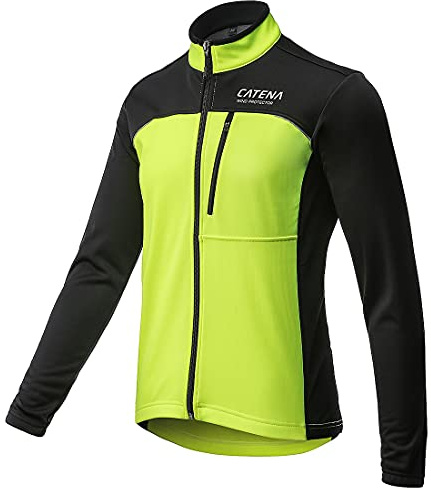 CATENA Veste Vélo Hiver Femme Veste VTT Imperméable Veste Softshell Coupe-Vent Veste Thermique Respirante Veste Vélo Réfléchissante pour le Cyclisme la Course l'alpinisme la randonnée (S, Giallo)