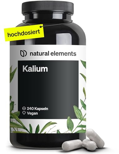 Potasio - 800 mg de citrato de potasio por dosis diaria - Soporte para la tensión arterial, la función muscular y el sistema nervioso - 240 Comprimidos - Vegano y probado en laboratorio en Alemania