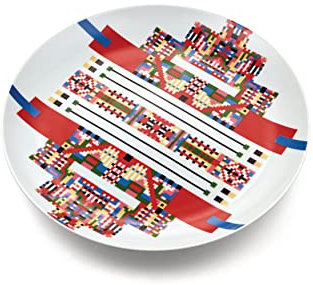 Alessi Piatto per Dolci in Porcellana Decorata, Multicolore, 2.5 cm x 30 cm x 30 cm