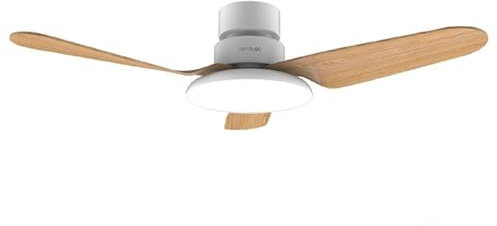 Cecotec Ventilador de Techo con Luz EnergySilence Aero 5200 Light LightWood motor DC de 30W, 43, Luz LED de 22W, 3 tonalidades, 3 Aspas, Temporizador programable, Modo winter/summer, 6 Velocidades