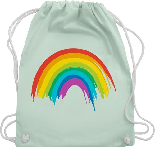 Turnbeutel Rucksack - Kleidung Pride Flag - Regenbogen LGBT & LGBTQ - Unisize - Pastell Grün - lgbtq-tasche csd rainbow bauwollbeutel lgbtq+ beutel lesbian christopher street day turnsack tasche