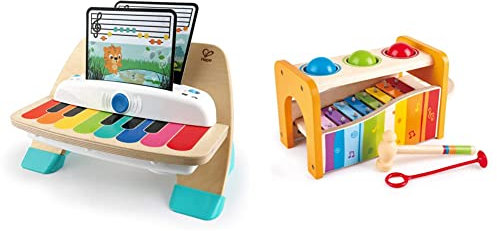 Baby Einstein, Hape, Holzspielzeug Magic Touch Piano & Hape Xylophon und Hammerspiel mit ausziehbarem Xylophon, multifunktionales Holzspielzeug, ab 12 Monaten