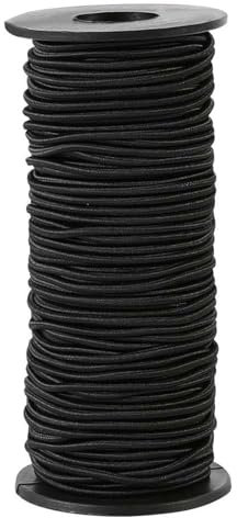 Zakous Rotolo di corda elastica a lunga durata, corda elastica resistente, corda elastica per kayak, corda elastica per riparare pali della tenda, fai da te, legami | 1/8 x 30,5 m, nero