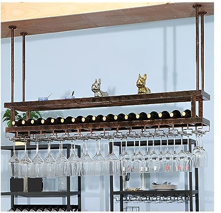 LIGUOYI Hängender Weinglashalter, Weinglasregal Aus Metall Einstellbare Weinglashalter Decke Multifunktional Leicht Zu Montieren, 3 Schichten Rail Weinglashalter Verwendet In Der Bar Küche