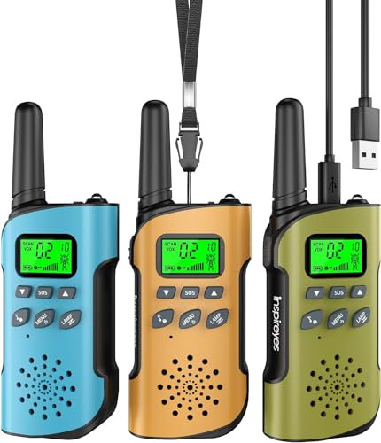 Inspireyes Walkie Talkie Kinder Aufladbar, 48 Stunden Arbeitszeit, 8 Kanäle 2-Wege-Radio, Geschenke für Jungen Mädchen, Outdoor Wandern Camping, 3-12 Jahre altes Spielzeug