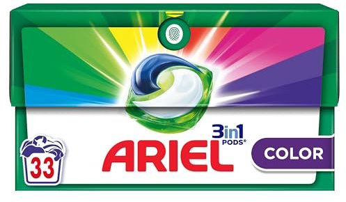 Ariel Cialde 3 in 1 Detersivo Liquido in Capsule, 33 Lavaggi, Colore, Dissolvenza Rapida, Perfetto per Cicli Freddi e Brevi