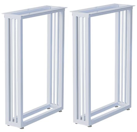 AKOGG 2 Stück Tischbein Metall Möbelfüße Für Sitzbank,Industrial Tischgestell Tischkufen,Eisen Tischfüße,Höhenverstellbare Füße,Tischbeine Für DIY Sitzbank,Esstische,Schwarz/Weiß/Gold (Color : White