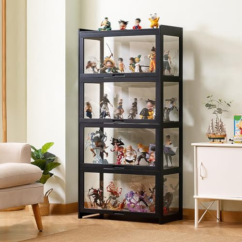 JFOZDM Vitrinenschrank, multifunktionale staubdichte Glasvitrine, Glasvitrine Stehend, Klappenschranktürdesign, versiegelt und staubdicht, Vitrine für Büros, Schlafzimmer, Wohnzimmer