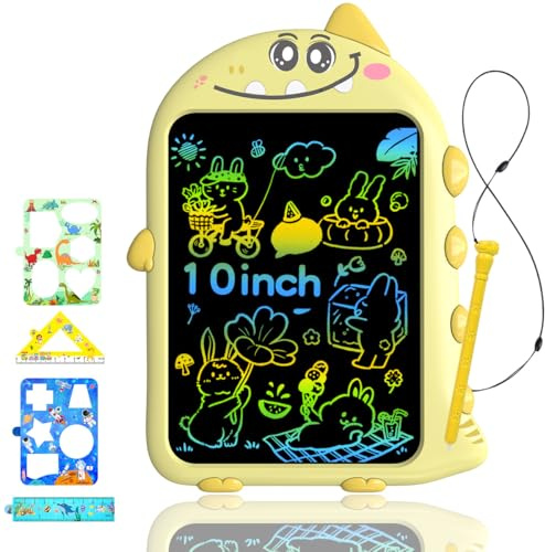 10-Zoll LCD Schreibtafel,Buntes LCD Schreibtafel Spielzeug ab 3 4 5 6 7 Jahre alt Junge Mädchen, Dinosaurier Spielzeug & Geburtstagsgeschenk für Kinder