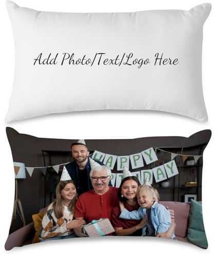 Guerity Housse de coussin personnalisée avec image/texte - 30 x 50 cm - Housse de coussin personnalisée avec photo - Pour canapé, chambre à coucher, cadeau pour femme, mari, ami (famille)