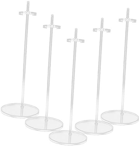 FELTECHELECTR 5pcs Adjustable Transparent Doll Display Stand Stable Support for Dolls Action Figures and Collectibles for Showcasing Tables Shelves Easy to Use and Store