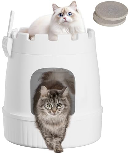 Lifewit Castle-Stil Katzentoilette Katzenklo Versteckt mit Kratzbrett & Schaufel, Katzenklo XXL Katzenklo Haus mit Geruchskontrolle & Kohlefilter für Wohnzimmer, Schlafzimmer, Ecke, Weiß