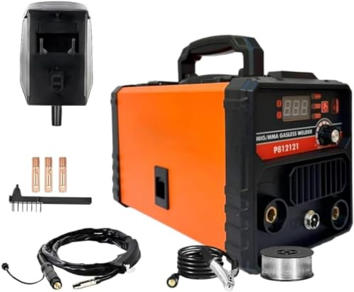 Saldatrice Multifunzione IGBT Inverter MMA + MIG Filo Continuo NO GAS 350A con Display Digitale Ventola di Raffreddamento Saldatrice Portatile Saldatura MIG MMA include Maschera, Torcia e Bobina