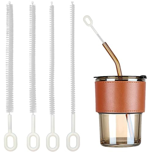 Piuluvor® Strohhalm Bürste 4er Set, Reinigungsbürste Klein 6mm/8mm/10mm/12mm Strohhalm Reinigungsbürsten mini Bürste Volle Borstenabdeckung für Reagenzgläser Strohhalme Milchschlauch
