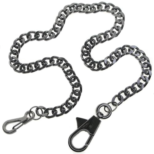 Pocket Watch Chain Albert Chain Gunmetal Black Color Heavy Metal 7 MM Thick Cuban Curb Link Chain with Swivel Lobster Clasp FC82