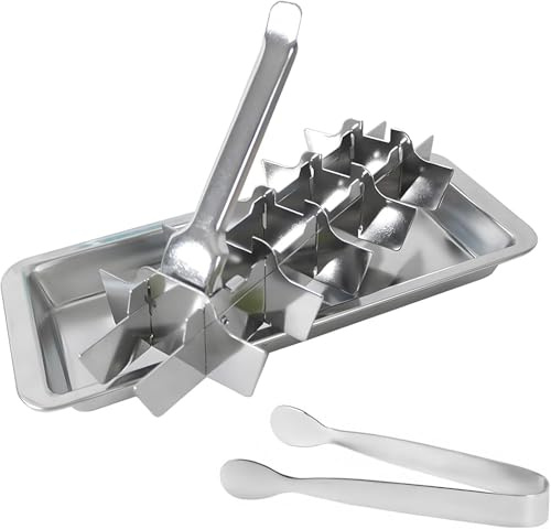 GIOTUK Stainless Steel Ice Cube Tray with Release Handle, 18 Slot Removable Ice Cube Maker, Easy Release Ice Tray for Freezer, Reusable Metal Ice Mould