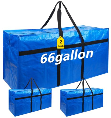 YXSJAS 2 Pcs 253L Extra Large Storage Bags with Zipper and Handles Large Moving Bags Heavy Duty Foldable Storage Duffle Bag for Travel - Waterproof Material for College Dorm Travel