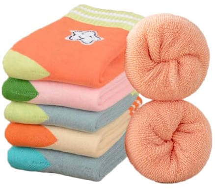 Alxad Calcetines Térmicos de Algodón Niños 5 pares de Invierno Calcetines de Lana Gruesos y Cálidos Animal para Niños y Niñas, 1-12 años