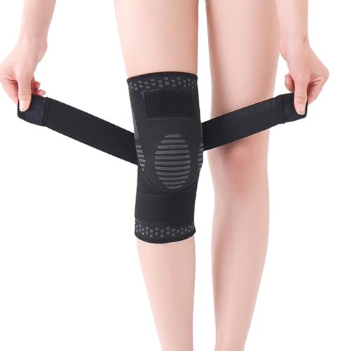 SHUOHONG Rodilleras Menisco y Ligamento Deportiva, Ajustable Rodillera Rotuliana, Compresión Rodilleras Gym, Rodillera Ortopedica para Artritis Desgarro de Menisco Tendinitis Correr Unisex (L)