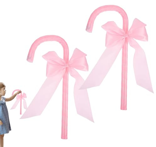 2 accesorios de bastón de cosplay, 35 x 15 x 5 cm, accesorio de bastón de lazo rosa, personal de Halloween Little Bo Peep, ligero y portátil, para Halloween, carnaval, día de San Valentín, cosplay