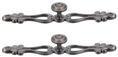 Homoyoyo Vintage Wardrobe Handles and Cabinet Pulls Zinc Alloy Retro Drawer Knobs with Backplate for Home Furniture Accessories 2pcs Set