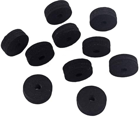 Filzscheiben 40mm 10 Stück Schwarze für Beckenständer und Crash Clutch | Felt, Rundes Zubehör für Trommler, 40mm Größe, Passend für Becken und Weitere Percussionteile