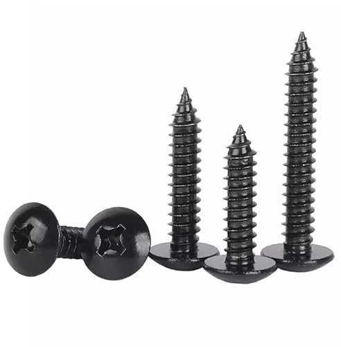 40 Piezas Tornillos Negros M4 × 10 mm Autorroscantes – Tornillos Roscachapas de Cabeza Redonda con Ranura Cruzada (Phillips) para Madera, Metal y Plástico PUNTO ES LIGHTING