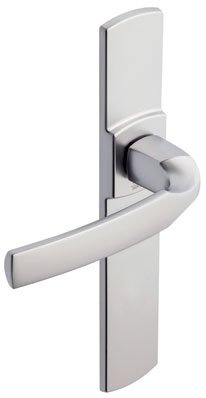 Vachette Ensemble de Poignée de Porte sur Plaque ARTIS - Version Clé I pour Porte d'Entrée, Cave, Abris de Jardin à Cylindre - Entraxe 195 mm - en Zamak Résistant - Garantie 10 Ans - Chrome Velours