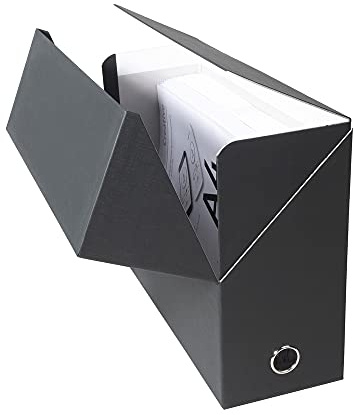 Exacompta - Réf. 89421E - 1 Boîte transfert en papier toilé - Dos 120 mm - Avec un œillet en métal - Pour format A4 - Dimensions 25,5 x 34 x 12 cm - Couleur noir - Livrée montée