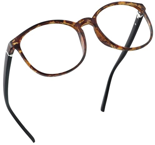 LifeArt Round Blue Light Blocking Glasses, Computer Glasses, Gaming Glasses, TV Glasses for Women Men (Tortoise, No Magnification)