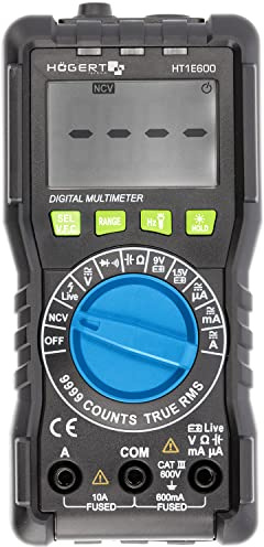 HÖGERT TECHNIK - Digitales Multimeter mit TRUE RMS, NCV, VFC, manueller/automatischer Bereichswahl, LCD-Anzeige, Phasenerkennung, für Elektro, Kfz und Werkstatt
