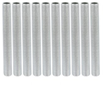 sourcing map Tige Filetée Creuse M10 Tube Filete Filetage 85mm Longueur Supérficiel Lampe Tuyau Mamelon pour Réparation Luminaire Lampe Lustre Zingué Argenté Paquet de 10