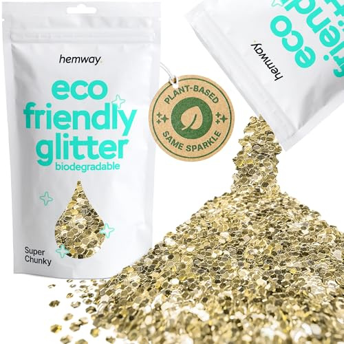 Hemway Eco Friendly Biodegradable Glitter 100g / 3,5 Unzen Bio Cosmetic Sicher Sparkle Vegan für das Gesicht, Lidschatten, Körper, Haar, Nagel und Festival Make-Up, Craft - 1/8 0,125 3mm - Champagne