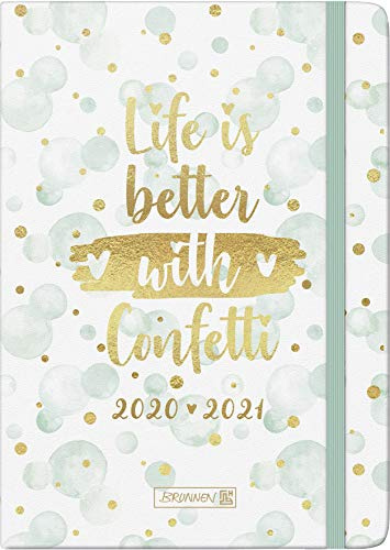 Brunnen 1072130091 ãConfettiÒ, Wochenkalender/SchŸlerkalender 2020/2021, 2 Seiten = 1 Woche, Blattgrš§e 14,8 x 21 cm, A5, Hardcover-Einband mit TextilŸberzug