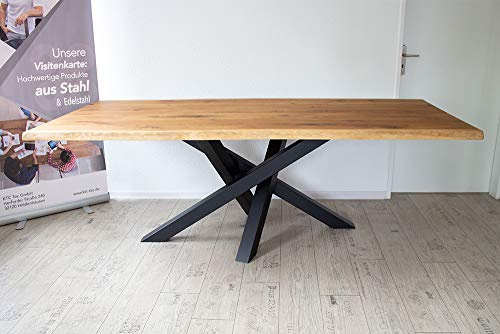 KTC Tec Amazon Ausführung Kreuzgestell Stahl schwarz matt Struktur Spider 80x80 Tischgestell Küchentisch Esstisch Tischuntergestell X-Gestell einteilig