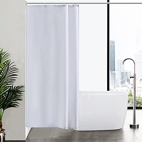 Furlinic Cortina de Ducha Blanca Anti Moho Cortinas de baño Impermeables Tejido de poliéster Lavable 100x200cm con Cinta de Peso para baño Habitación húmeda 39x78 Pulgadas.