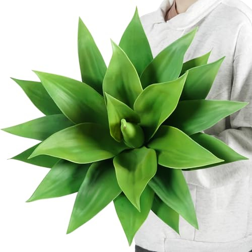 velener 56cm Agavenpflanze Künstliche Sukkulente Gefälschte Pflanze Topfpflanze Mini Platz Weiß Blumentopf Zimmer Familie Garten Innen Dekoration Grün