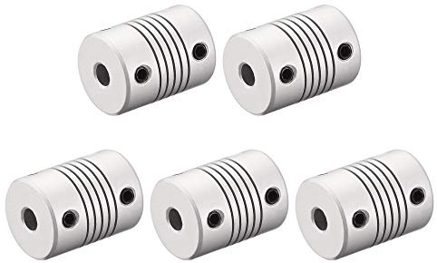 sourcing map 5Stk. 5mm zu 6mm Aluminiumlegierung Stab Flexibel Kupplung Motorsteckerverbindung L25xD19 Silber | Stab Flexibel, Aluminiumlegierung, L25xD19