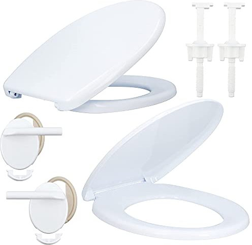 Inter-Sano® Toilettendeckel O-Form Oval Weiß 'Badi' WC Sitz mit Montagesatz | Toilettenbrille aus Antibakterielle PP-Material Klodeckel Passt In Jedes Badezimmer Klobrille Toilettensitz Toilet Seat
