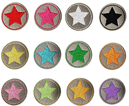 Zeayebsr 12 Pezzi Toppe Termoadesive Per Bambini, Per Stirare Su Toppe Applicative, Adesivi Per Jeans, Termoadesive A Stella Piccolo Set Tondo