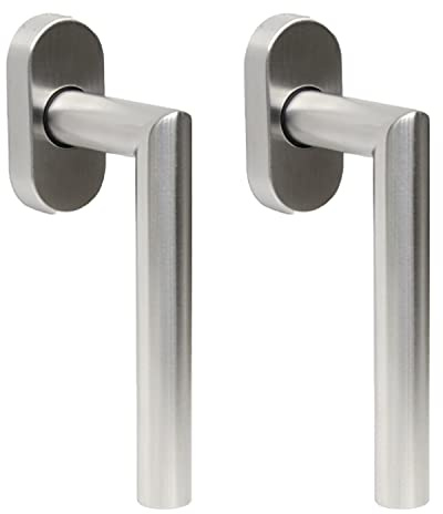 FELGNER 2er Set Fenstergriff Messina in Nickel matt | hochwertiger Aluminium-Griff Fensterknauf + versteckten Schrauben + ovale Rosette einfache Montage Drehknauf korrosionsbeständig | Nickel matt
