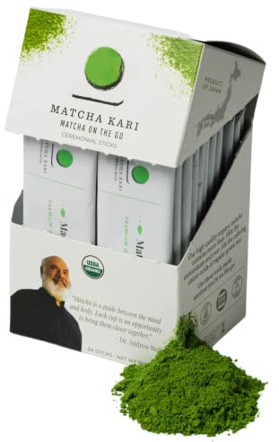 Matcha Green Tea Powder Single Serving Sticks, Dr. Weil's Ceremonial Organic Matcha Powder Singles Packets - Individual Tea Packets (24)