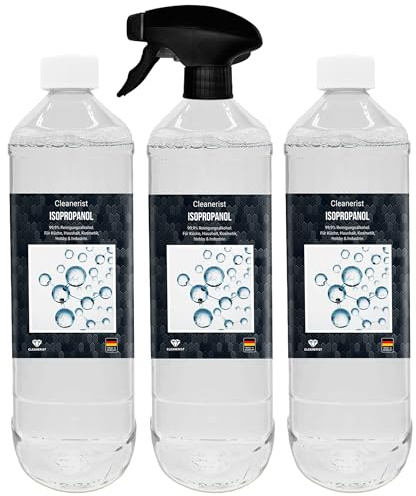 Cleanerist Isopropanol IPA 99,9% – Reinigungsalkohol | in der Sprühflasche | Hygienereiniger | Lösungsmittel & Fettlöser I 3x1 Liter