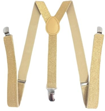 2 Brothers Unlimited Inc 2BU MENS WOMENS FASHION GLITTER SPARKLE SUSPENDERS (Gold Reg)