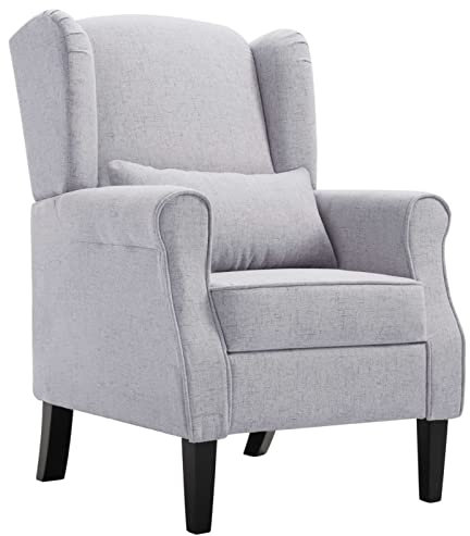 QIONGHA Sessel, Sessel Wohnzimmer, Stillsessel, Lesesessel, Fernsehsessel, Hellgrau Stoff