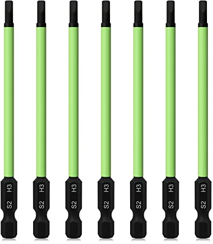 K Kwokker 7PCS 3MM Allen Wrench Drill Bits, 1/4 Inch Hex Shank Hex Screwdriver Bit Set, 100MM Long Allen Key Bit Set for Assembling Furniture