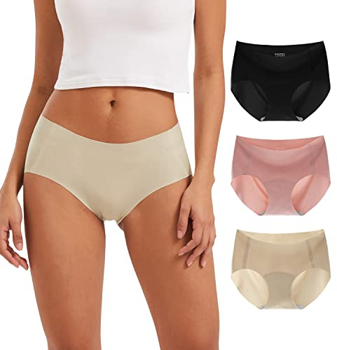 INNERSY Seamless Knickers for Women Mid Rise No Vpl Ladies Pants Pack of 3 | 100% Cotton Gusset, Seam Free Briefs, Silky Microfibre Panties, Invisible Under Clothes, Quick Dry, Sport, Travel, Daily Wear